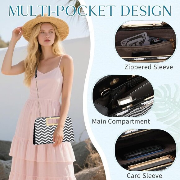 🆕Women’s Orange Vegan Leather Cut-Out Handle Evening Crossbody Shoulder Bag - Picture 4 of 7